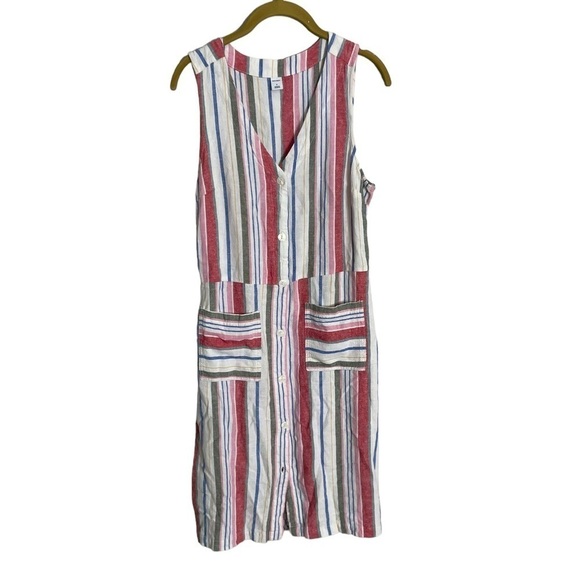 Old Navy Stripe Rainbow Button Front Dress Small - Picture 1 of 7
